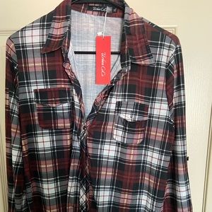 Reddish brown button down shirt